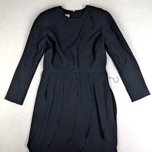 Scaasi Vintage Women's Dress Size 12 Black Long Sleeve Petal Skirt